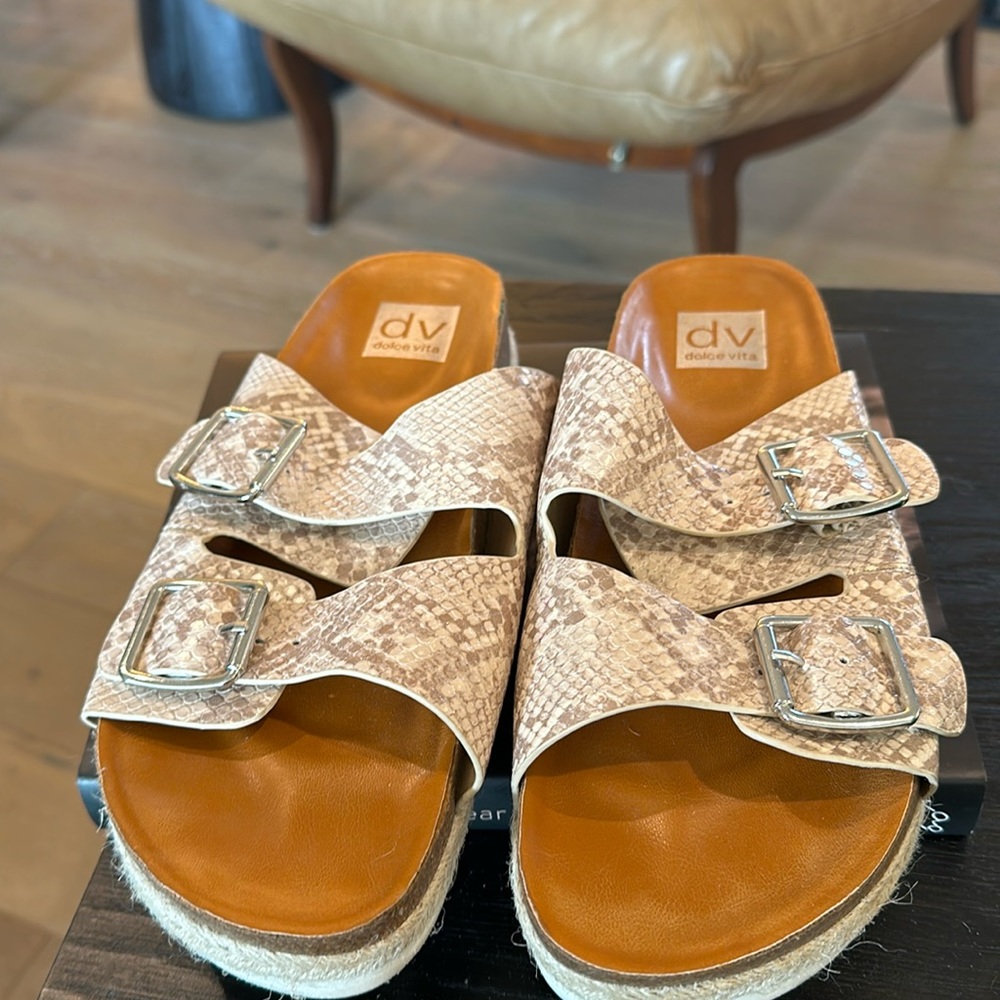 Platform Slides Faux Snake Print - image 1